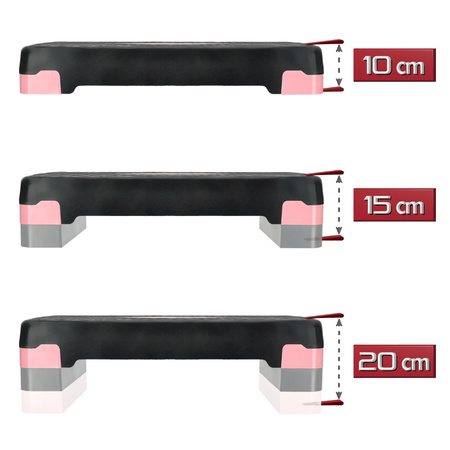 Stepper do ćwiczeń fitness aerobiku 3 stopnie - modułowy - pink