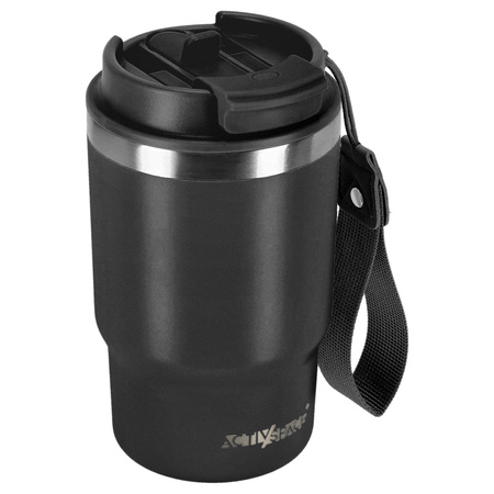 Kubek termiczny ze słomką ustnikiem na kawę herbatę szczelny 480ml - black