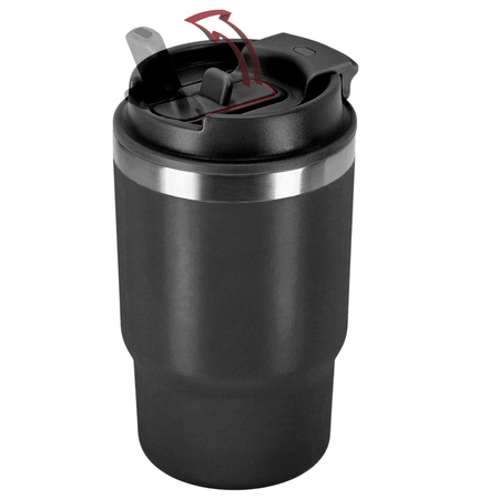 Kubek termiczny ze słomką ustnikiem na kawę herbatę szczelny 480ml - black