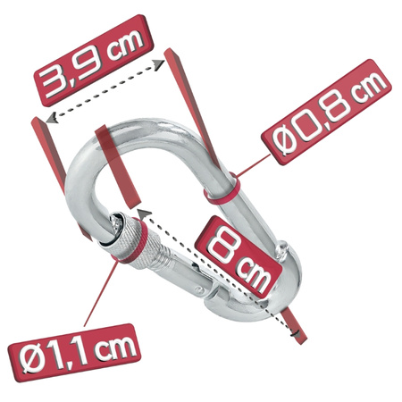 Karabińczyk stalowy z blokadą karabinek szekla 8cm – silver K05