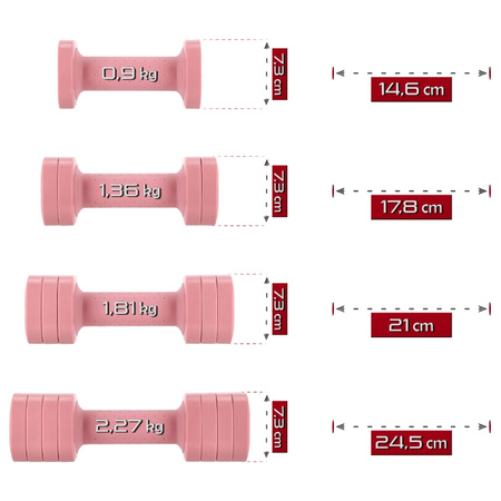 Hantle ciężarki regulowane hantelki do ćwiczeń 4w1 – pink
