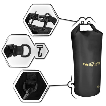 Worek wodoodporny plecak żeglarski wodoszczelny 20l - black
