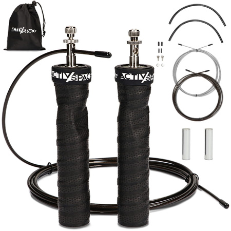 Skakanka bokserska regulowana z łożyskami i obciążeniem - czarna S01