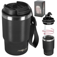 Kubek termiczny ze słomką ustnikiem na kawę herbatę szczelny 480ml - black