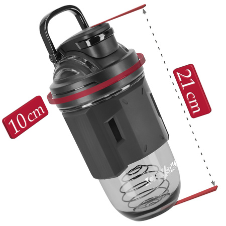 Butelka sportowa tritan shaker do odżywek 700 ml - black
