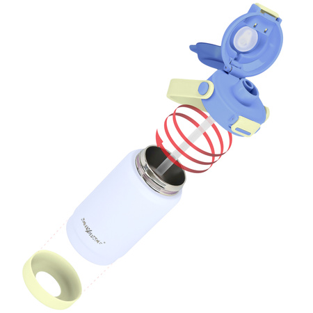 Kubek termiczny bidon dla dzieci ze słomką ustnikiem 360ml – blue