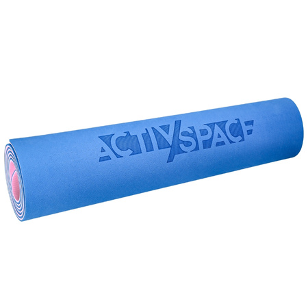 Mata TPE do ćwiczeń fitness jogi karimata - pink/blue - 0,6cm