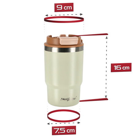 Kubek termiczny ze słomką ustnikiem na kawę herbatę szczelny 480ml - beige