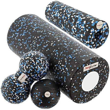 Zestaw do masażu 5w1 Crossfit wałek piłka roller EPP - blue