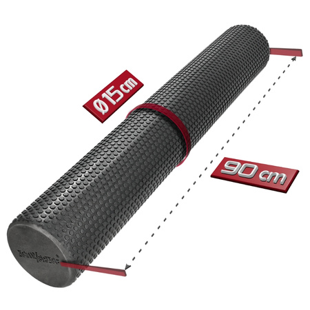 Duży roller wałek EVA do masażu pleców ciała z wypustkami 90 cm - black