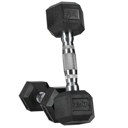 Hantle stalowe HEX pokryte gumą - 2,5 kg (1 sztuka)