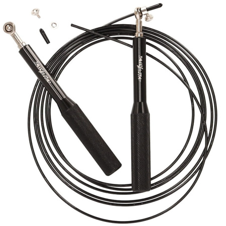 Skakanka aluminiowa z łożyskami PRO fitness - czarna S04