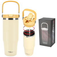 Kubek termiczny ze słomką ustnikiem na kawę herbatę szczelny 1000ml - yellow