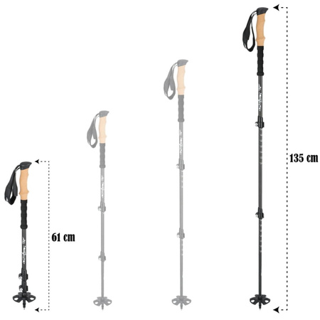 Kijki trekkingowe regulowane black - Carbon