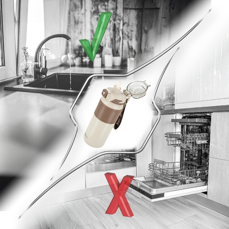 Kubek termiczny ze słomką szczelny antypoślizgowy 500ml - beige