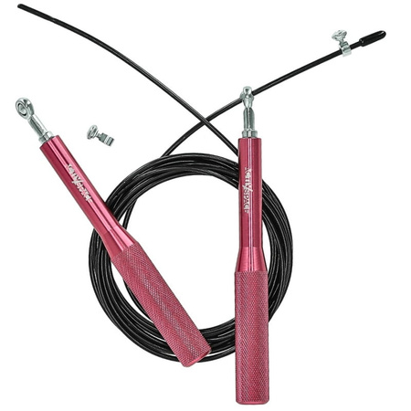 Skakanka aluminiowa z łożyskami PRO fitness - czerwono czarna S05