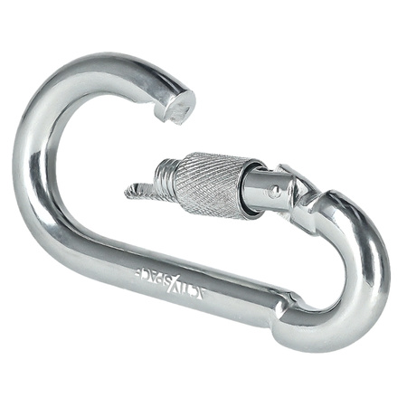 Karabińczyk stalowy z blokadą karabinek szekla 10cm – silver K04