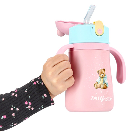 Kubek termiczny bidon dla dzieci ze słomką 360ml - pink