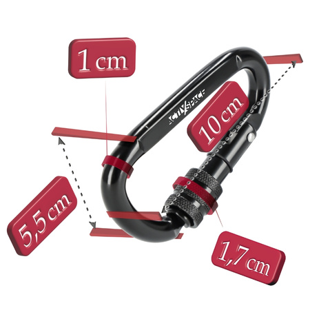 Karabińczyk stalowy z blokadą karabinek szekla 10cm cr40 – black K03