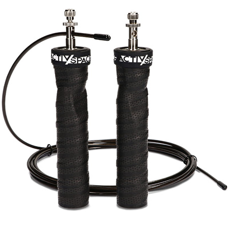 Skakanka bokserska regulowana z łożyskami i obciążeniem - czarna S01