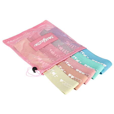 Zestaw 5 gum taśm MATERIAŁOWYCH mini band do ćwiczeń - pastel pink