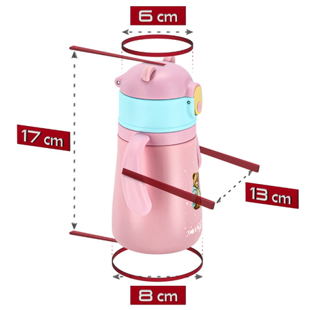 Kubek termiczny bidon dla dzieci ze słomką 360ml - pink