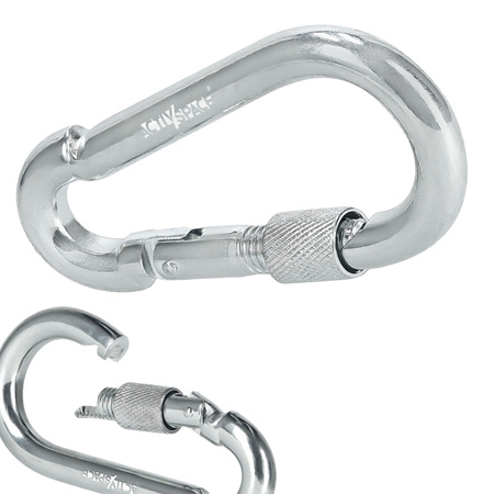 Karabińczyk stalowy z blokadą karabinek szekla 10cm – silver K04