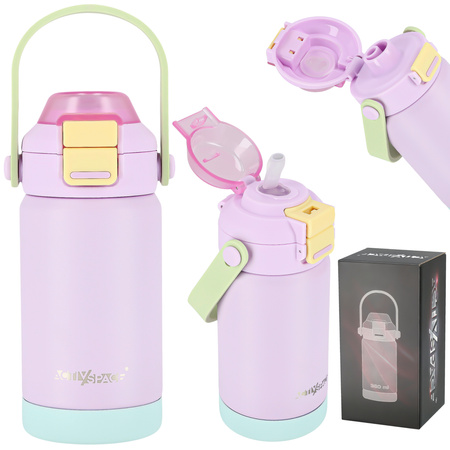 Kubek termiczny bidon dla dzieci ze słomką ustnikiem 360ml – pink