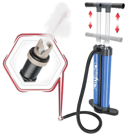 Pompka ręczna do deski SUP z manometrem - dwutłokowa