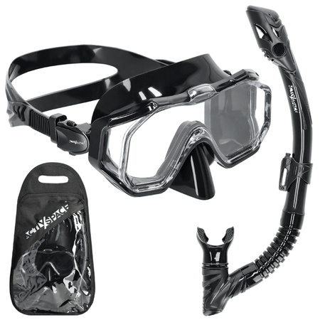 Maska i fajka do nurkowania zestaw do snorkelingu – black - MF02