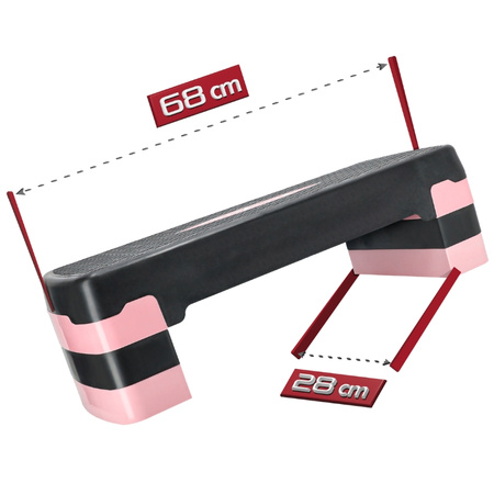 Stepper do ćwiczeń fitness aerobiku 3 stopnie - modułowy - pink