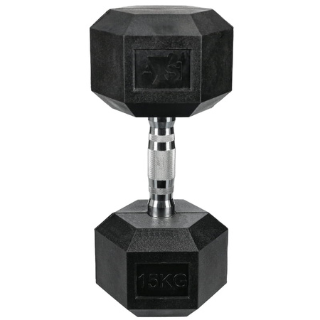 Hantle stalowe HEX pokryte gumą - 17,5 kg (1 sztuka)
