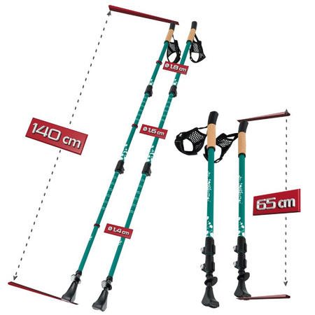 Kije nordic walking kijki składane regulowane do chodzenia teleskopowe – green K09