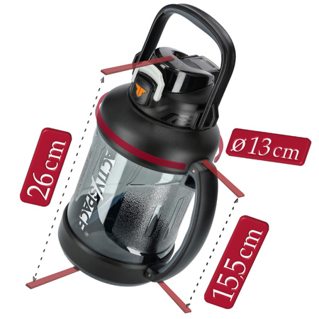 Butelka sportowa bidon na siłownię 2l – black