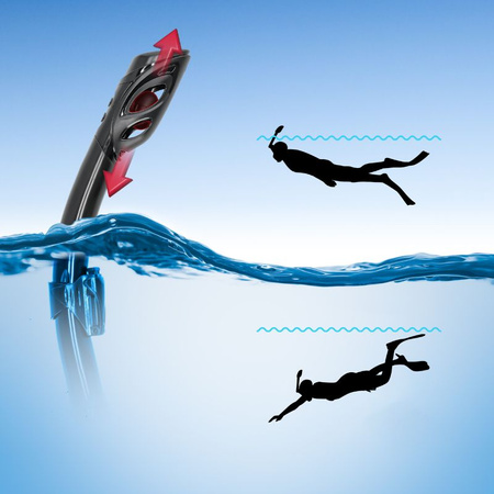 Fajka rurka pływacka do nurkowania snorkelingu z zaworem - black