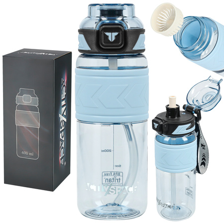Butelka na wodę tritan 600ml bidon z miarką – blue