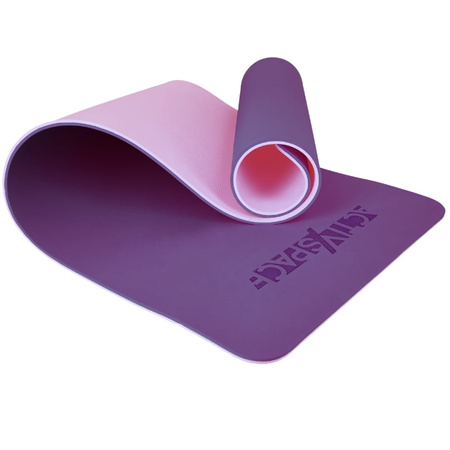 Mata TPE do ćwiczeń fitness jogi gruba karimata - pink/violet - 1cm