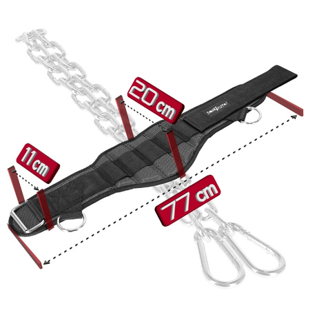 Dip belt pas obciążeniowy mocny z łańcuchem - premium P03