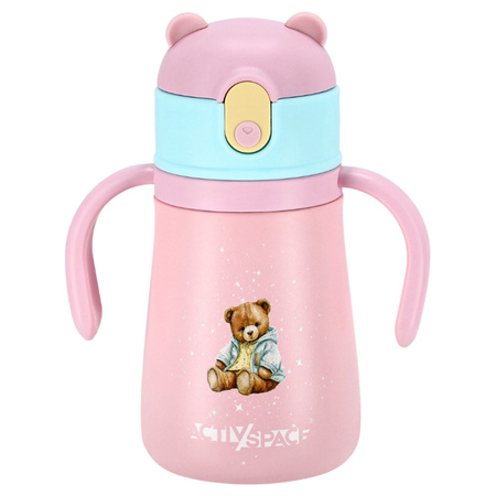 Kubek termiczny bidon dla dzieci ze słomką 360ml - pink