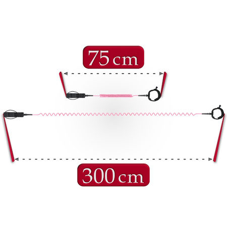 Linka bezpieczeństwa leash do deski SUP smycz 3m - pink