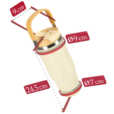 Kubek termiczny ze słomką ustnikiem na kawę herbatę szczelny 1000ml - yellow