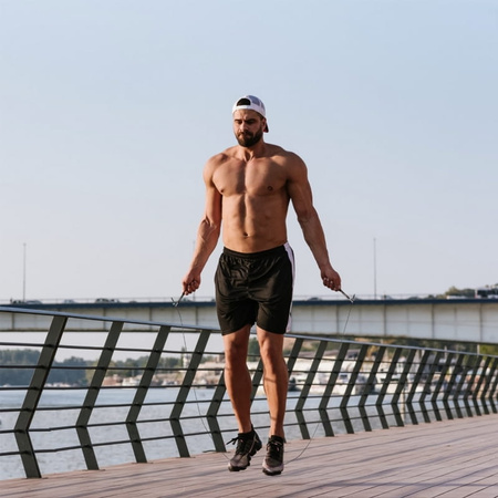 Skakanka aluminiowa z łożyskami PRO fitness - czarna S04