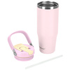Kubek termiczny ze słomką ustnikiem na kawę herbatę szczelny 1000ml - pink