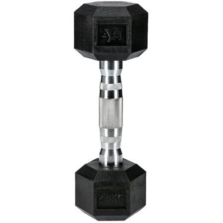Hantle stalowe HEX pokryte gumą - 2,5 kg (1 sztuka)