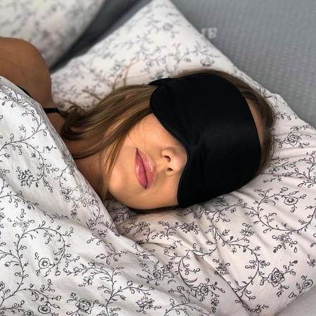 Jedwabna opaska na oczy wygodna do spania 100% jedwab morwowy - black