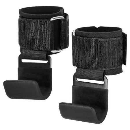 Uchwyty do martwego ciągu stalowe haki treningowe - black