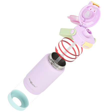 Kubek termiczny bidon dla dzieci ze słomką ustnikiem 360ml – pink