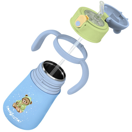 Kubek termiczny bidon dla dzieci ze słomką 360ml - blue