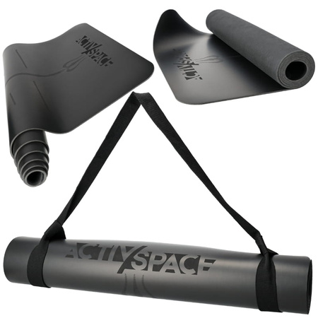 Mata PU antypoślizgowa do ćwiczeń jogi duża karimata – BLACK