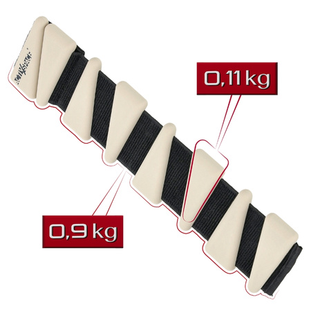 Obciążniki na kostki nadgarstki do ćwiczeń regulowane 2x 0,90 kg – beige